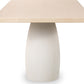 Zinnia Plaster Base Wood Top Dining Table in White Sand and Ivory