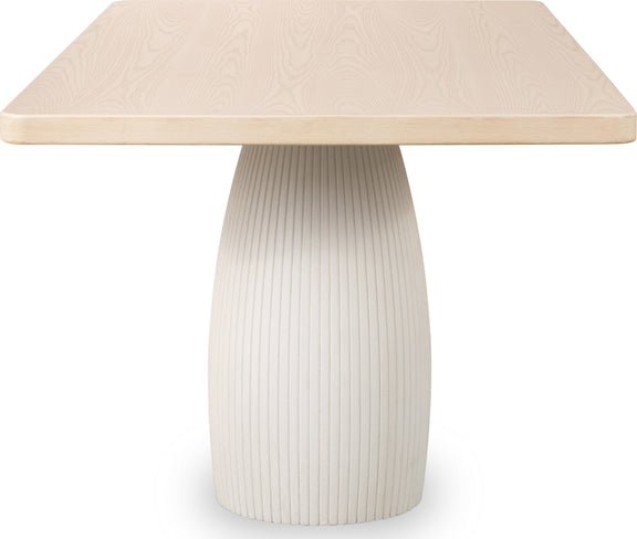 Zinnia Plaster Base Wood Top Dining Table in White Sand and Ivory