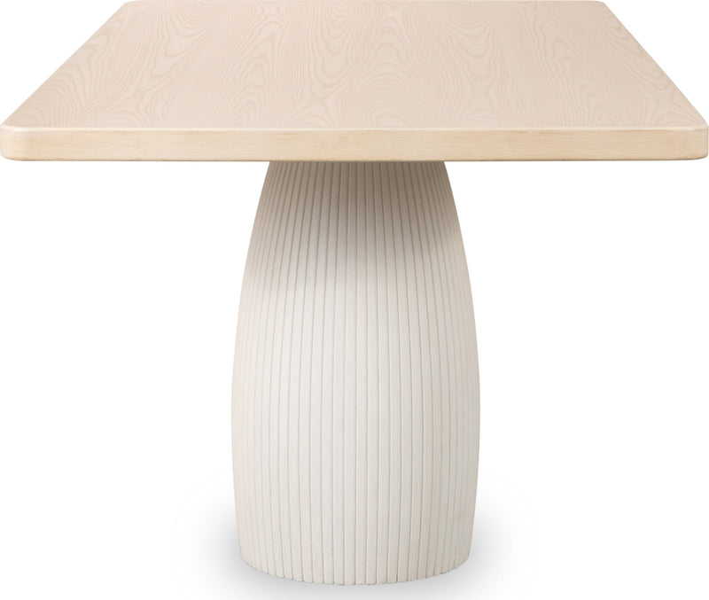 Zinnia Plaster Base Wood Top Dining Table in White Sand and Ivory