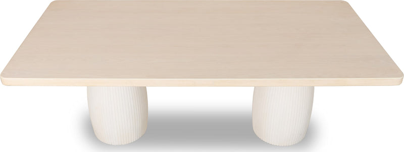 Zinnia Plaster Base Wood Top Dining Table in White Sand and Ivory