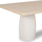 Zinnia Plaster Base Wood Top Dining Table in White Sand and Ivory