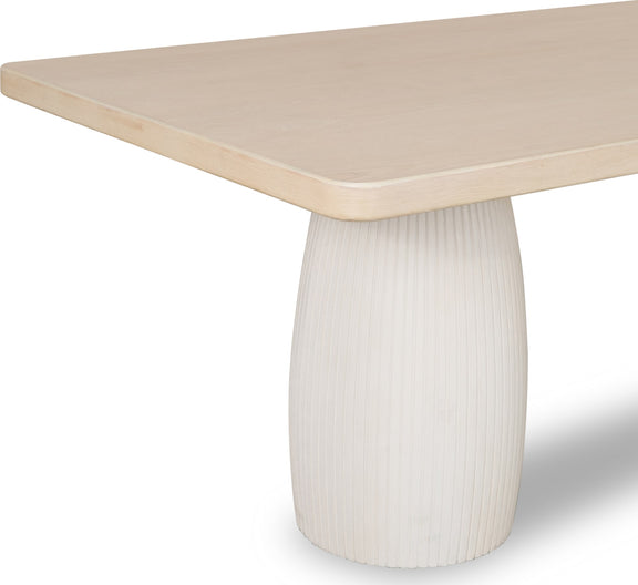Zinnia Plaster Base Wood Top Dining Table in White Sand and Ivory