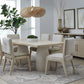 Zinnia Plaster Base Wood Top Dining Table in White Sand and Ivory