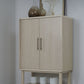 Zinnia Two Door Ash Wood Bar Cabinet in White Sand