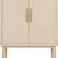 Zinnia Two Door Ash Wood Bar Cabinet in White Sand