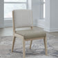 Zinnia Upholstered Dining Chair in White Sand, Buttermilk Leather and Dune Chenille