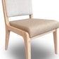 Zinnia Upholstered Dining Chair in White Sand, Buttermilk Leather and Dune Chenille