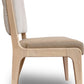 Zinnia Upholstered Dining Chair in White Sand, Buttermilk Leather and Dune Chenille