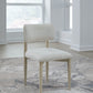 Zinnia Wood Back Dining Chair in White Sand and Dune Chenille