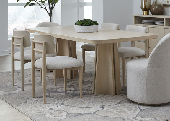 Zinnia Wood Back Dining Chair in White Sand and Dune Chenille