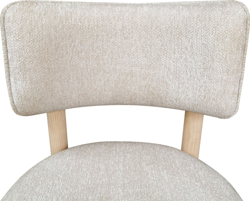 Zinnia Wood Back Dining Chair in White Sand and Dune Chenille