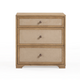Laurentis 23.5" Light Taupe Suede and Wood 3-Drawer Nightstand