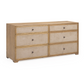 Laurentis 64" Light Taupe Suede and Wood 6-Drawer Dresser