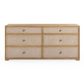 Laurentis 64" Light Taupe Suede and Wood 6-Drawer Dresser