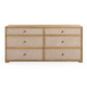 Laurentis 64" Light Taupe Suede and Wood 6-Drawer Dresser