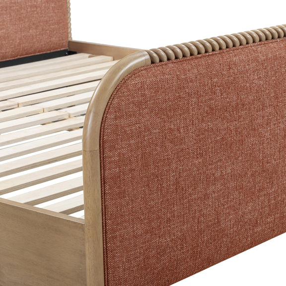 Hatia Basketweave Panel Bed - Sienna Red