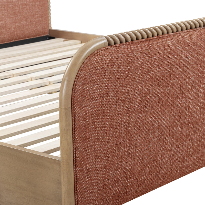 Hatia Basketweave Panel Bed - Sienna Red