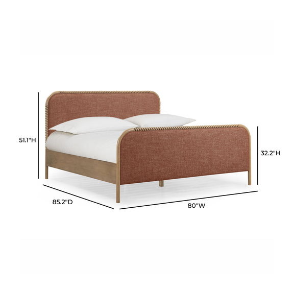 Hatia Basketweave Panel Bed - Sienna Red