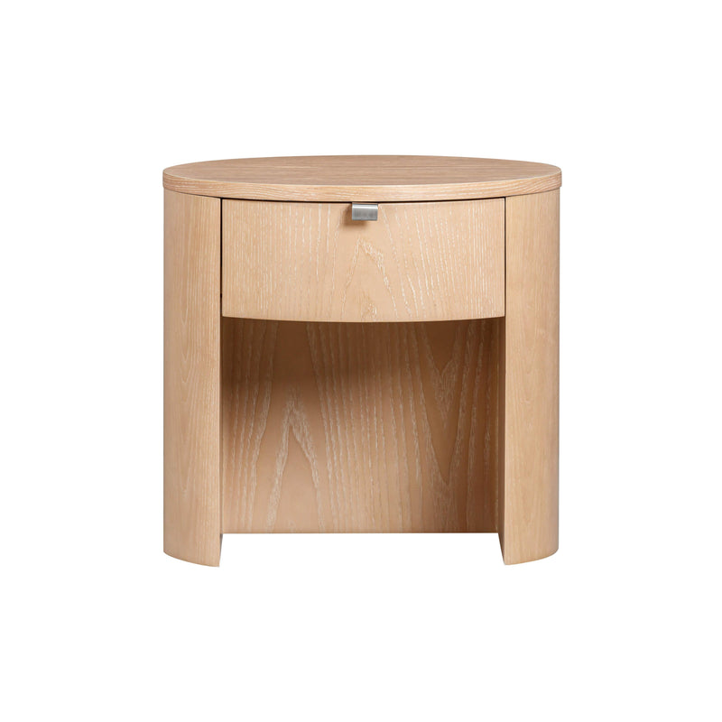 Marlow 19" Wood Round Nightstand With Drawer - Natural