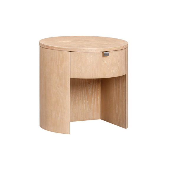 Marlow 19" Wood Round Nightstand With Drawer - Natural