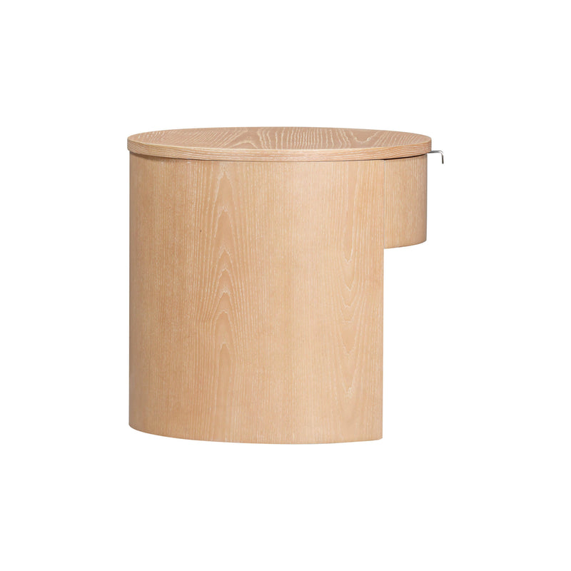 Marlow 19" Wood Round Nightstand With Drawer - Natural