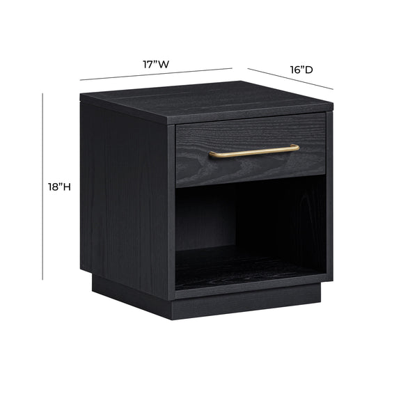 Marlow 17" Wood Nightstand With Drawer - Black