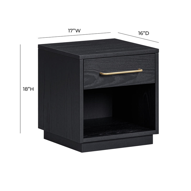 Marlow 17" Wood Nightstand With Drawer - Black