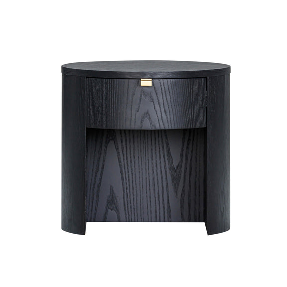 Marlow 19" Wood Round Nightstand With Drawer - Black