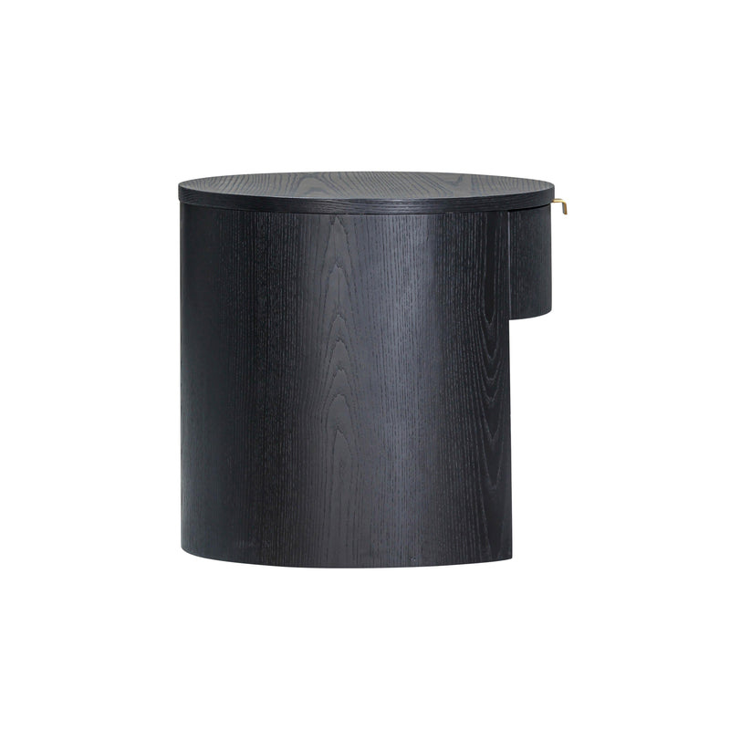 Marlow 19" Wood Round Nightstand With Drawer - Black