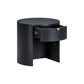Marlow 19" Wood Round Nightstand With Drawer - Black