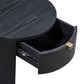 Marlow 19" Wood Round Nightstand With Drawer - Black