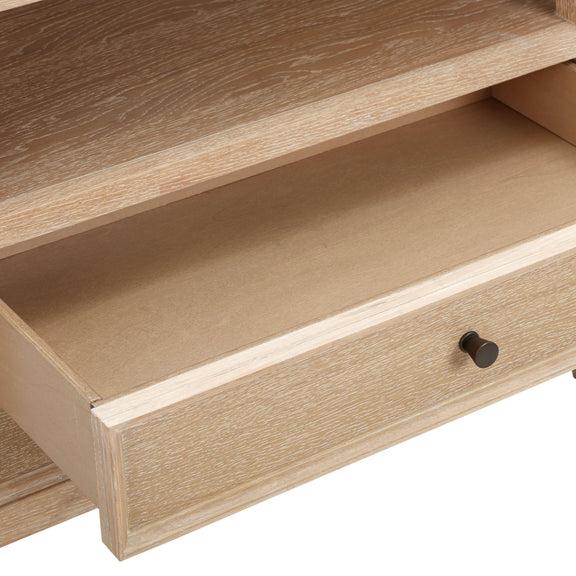 Bristol Park 30" Whitewashed Oak Wood 2-Drawer Nightstand