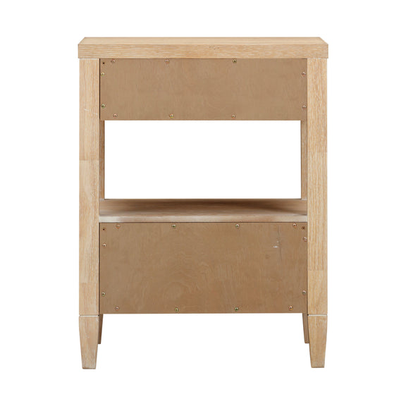 Bristol Park 20" Whitewashed Oak Wood 2-Drawer Nightstand