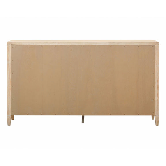 Bristol Park 62" Whitewashed Oak Wood 6-Drawer Dresser
