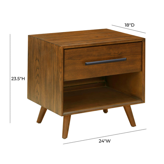 Emery 24" Walnut 1-Drawer Nightstand