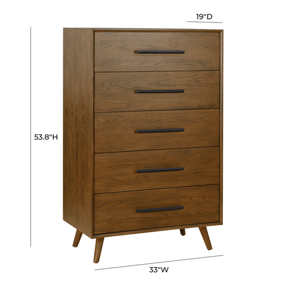 Emery 33" Walnut 5-Drawer Chest