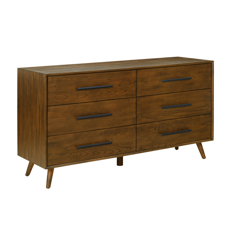 Emery 62" Walnut 6-Drawer Dresser