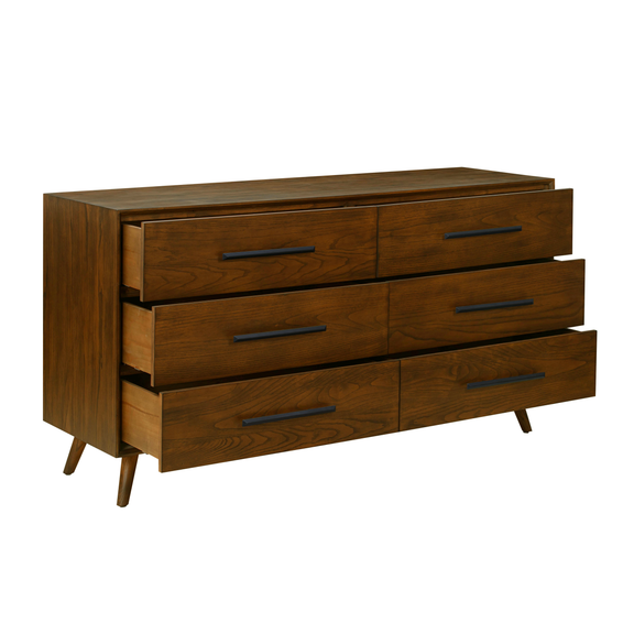 Emery 62" Walnut 6-Drawer Dresser