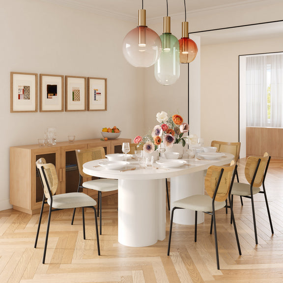 Elora 79" Lacquer Oval Dining Table - White