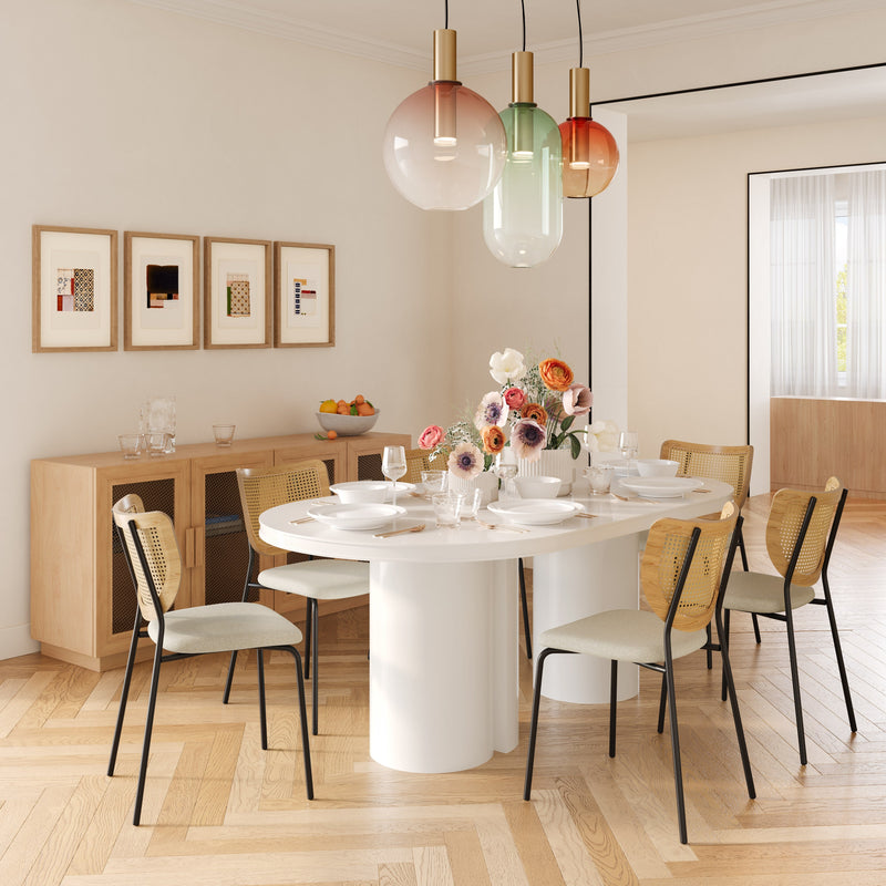 Elora 79" Lacquer Oval Dining Table - White