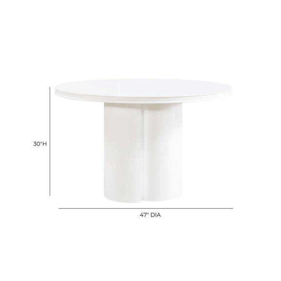 Elora 47" Lacquer Round Dining Table - White
