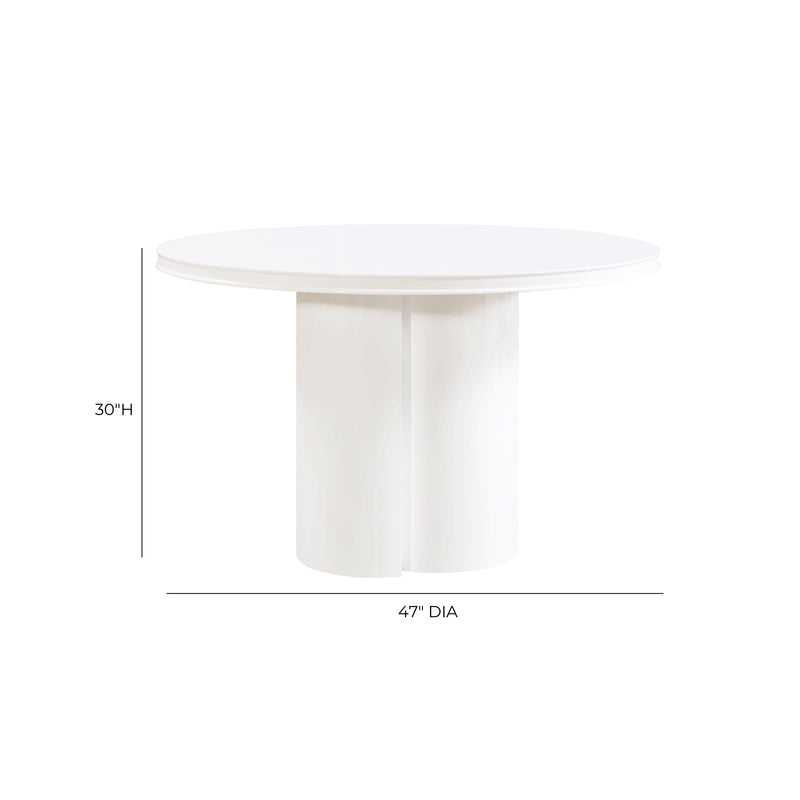 Elora 47" Lacquer Round Dining Table - White