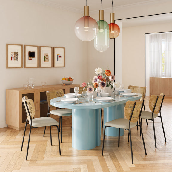 Elora 79" Lacquer Oval Dining Table - Blue