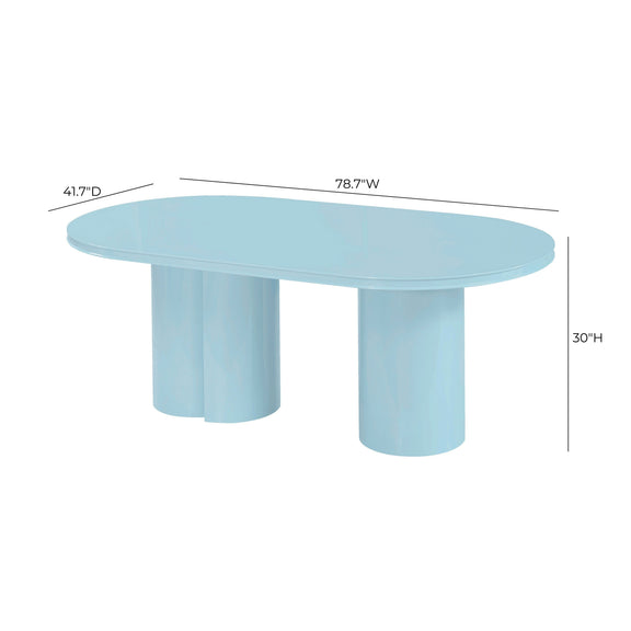 Elora 79" Lacquer Oval Dining Table - Blue
