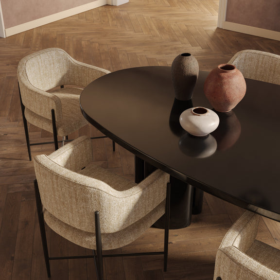 Zola 94.5" Lacquer Oval Dining Table - Black