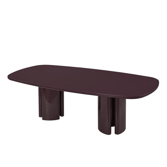 Zola 94.5" Lacquer Oval Dining Table - Burgundy