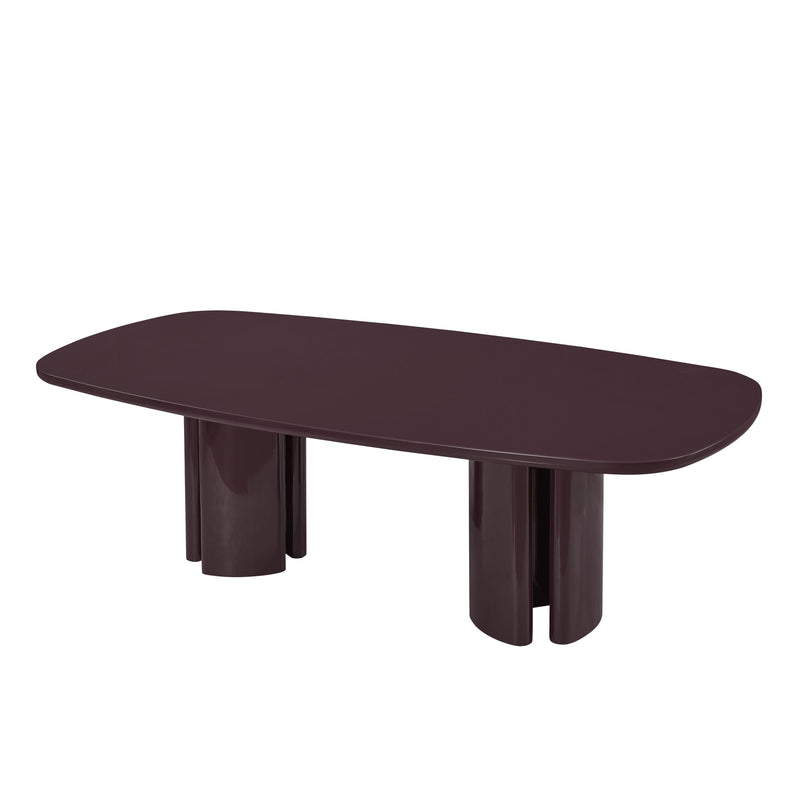 Zola 94.5" Lacquer Oval Dining Table - Burgundy