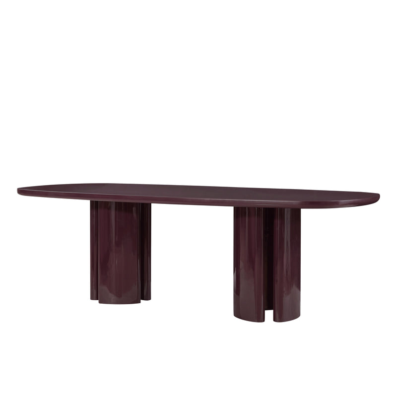 Zola 94.5" Lacquer Oval Dining Table - Burgundy