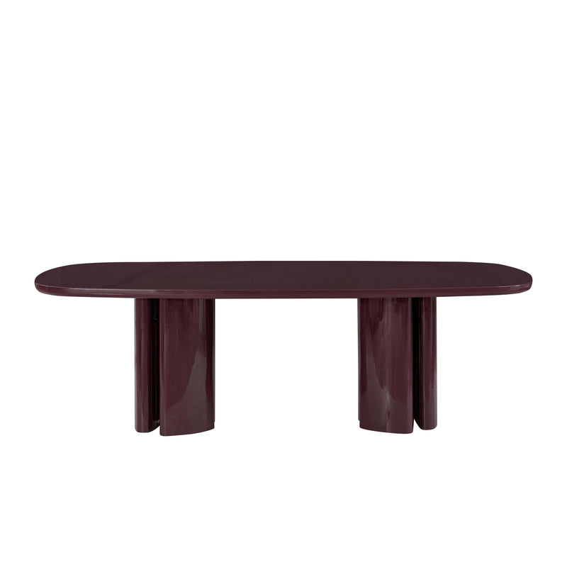 Zola 94.5" Lacquer Oval Dining Table - Burgundy