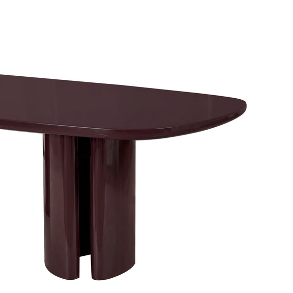 Zola 94.5" Lacquer Oval Dining Table - Burgundy